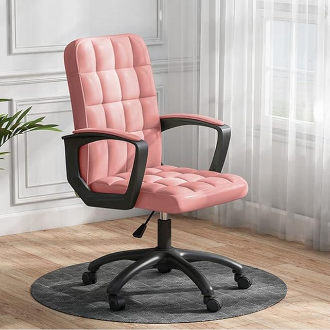 Office Chair Gaming Chair Computer Chair Computer Chair Home Furniture Gaming Chair Office Footrest Modern Simplicity Relaxing Office Chairs PU Fabric Computer Armchair (Color : Roze)