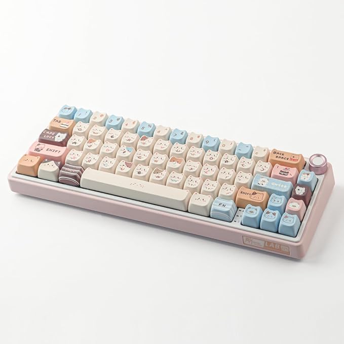 PBT Keycaps 142 Keys Cute Keycaps Dye-Sublimation Sea Salt Cat Keycap Mao Profile Custom Keycap for Cherry Gateron MX Swithes Mechanical Keyboards