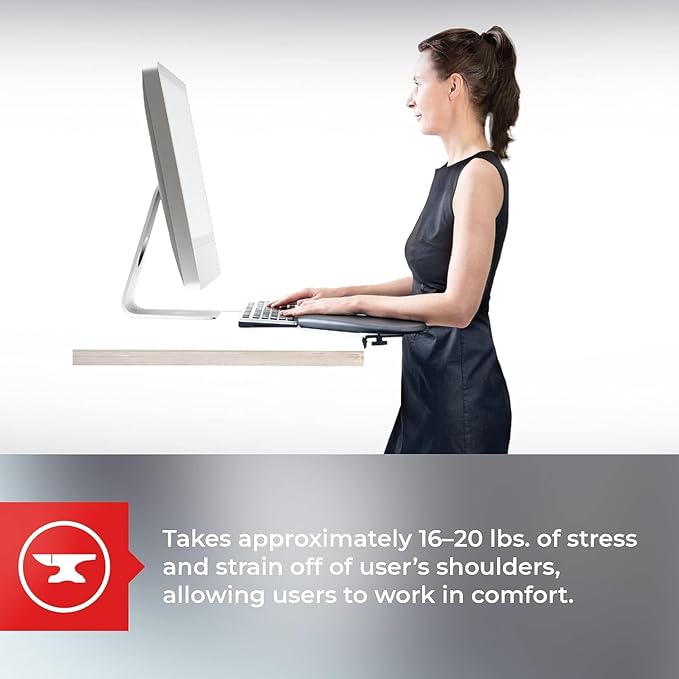 Contour Design ArmSupport Red - Clamp On Forearm Rest for RollerMouse Red - Extra Wrist Support for Mouse and Keyboard Use - Ergonomic Desk Extender to Help Reduce Strain and Fatigue