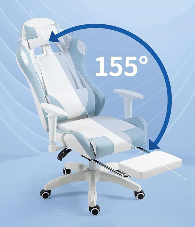 Video Gaming Chair Office Chair High Back Computer Chair Adjustable Back Ergonomic Chair with Headrest and Lumbar Support Gaming Chair with Footrest PU Leather ReclinerPink