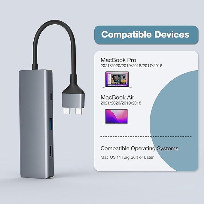 9 in 2 MacBook Air Adapter USB C Hub Triple Display for MacBook Pro Air Mac MacBook Pro Docking Station 4K HDMI Dock with 100W PDUSB 3.0SD/TF Card Reader3.5mm Audio