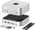 Mac mini Dock with NVMe SSD Enclosure USB-C Hub for Mac mini M4/M4 Pro with 2X USB-A 10Gbps 3X USB-A 5Gbps HDMI DP SD/TF Card Reader – Magnetic Cover Up to 8TB SSD Support