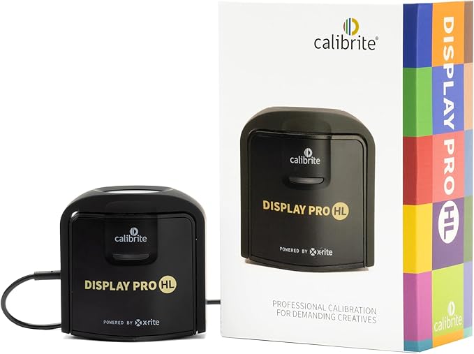Calibrite Display Pro HL Monitor Calibration Colorimeter for LCD Mini LED and OLED Displays Measure Up to 3000 Nits PROFILER Software USB C w/Adapter Validation/Color Uniformity Tools