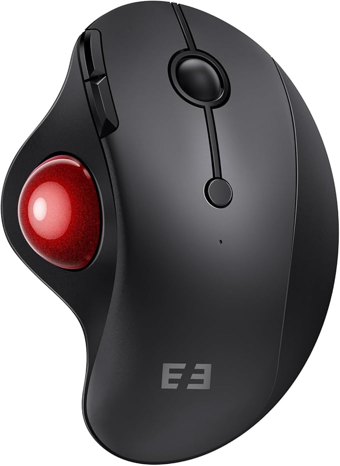 seenda Wireless Trackball Mouse Bluetooth - Ergonomic Rollerball Mouse Rechargeable 3 Device Connection Optical Mice Adjustable DPI Thumb Control Mice Compatible for Mac/Android/Windows - Black&amp