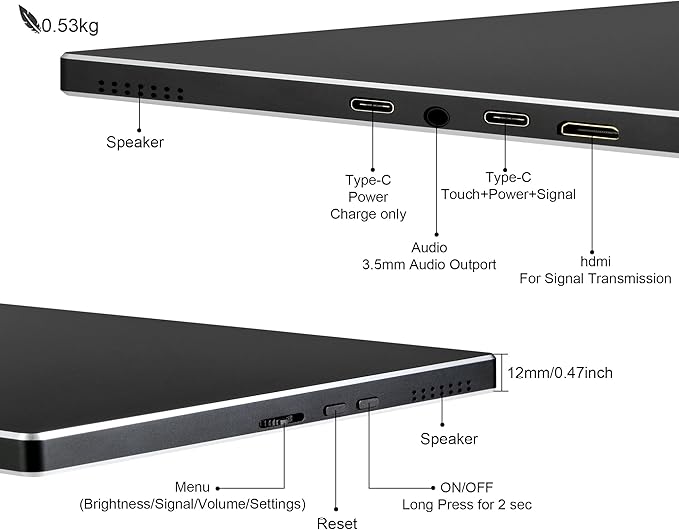 Portable Monitor 9 inch 2K 2560 * 1600 IPS Touch Screen 73% NTSC USB C HDMI Secondary External Computer Laptop LCD Monitor for MacBook Pro Air PC Laptop Phone Xbox PS5