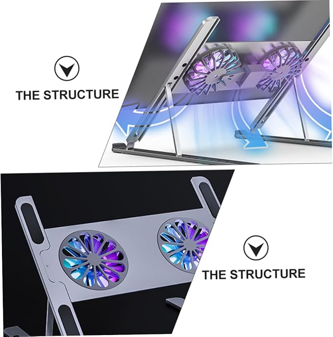 Artibetter Colorful Led Laptop Cooling Pad Stand High Wind Volume Fan for Gaming and Work Mute Angle Height Efficient Heat Dissipation