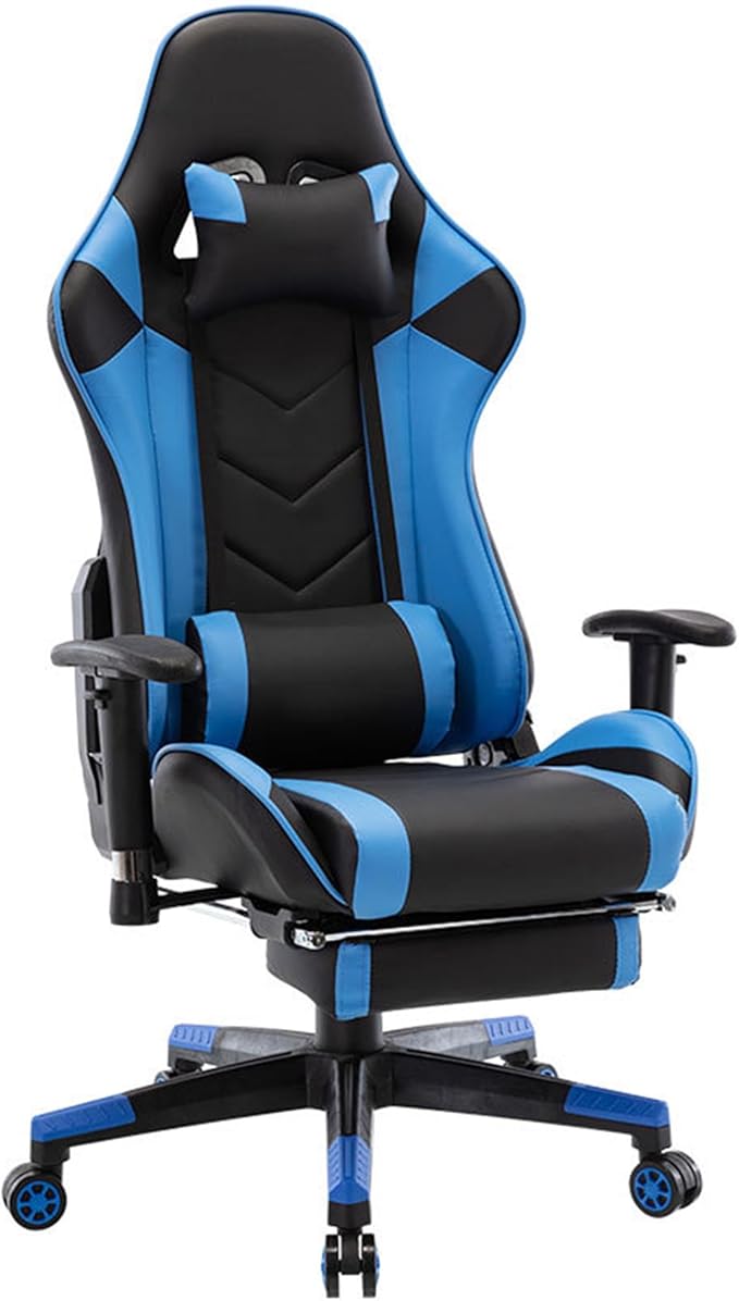 Ergonomic Gaming Chair with Footrest and Lumbar Support Height Adjustable Video Game Chairs for Adult Reclining Desk Chairs for Office Bedroom Study Room
