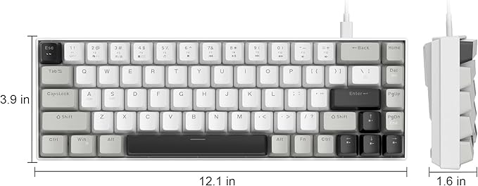 MageGee Portable 60% Mechanical Gaming Keyboard MK-Box LED White Backlit Compact 68 Keys Mini Wired Office Keyboard with Red Switch for Windows Laptop PC Mac - Grey