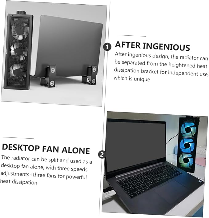 1Set RGB Laptop Cooler Stand with Height Ergonomic Design for Gaming and Multimedia Use Rapid Cooling Fans Compatible with All Laptop