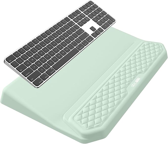 2-in-1 Ergonomic Keyboard Stand with Wrist Rest Comfy Keyboard Riser Holder with Massage Design Light Green