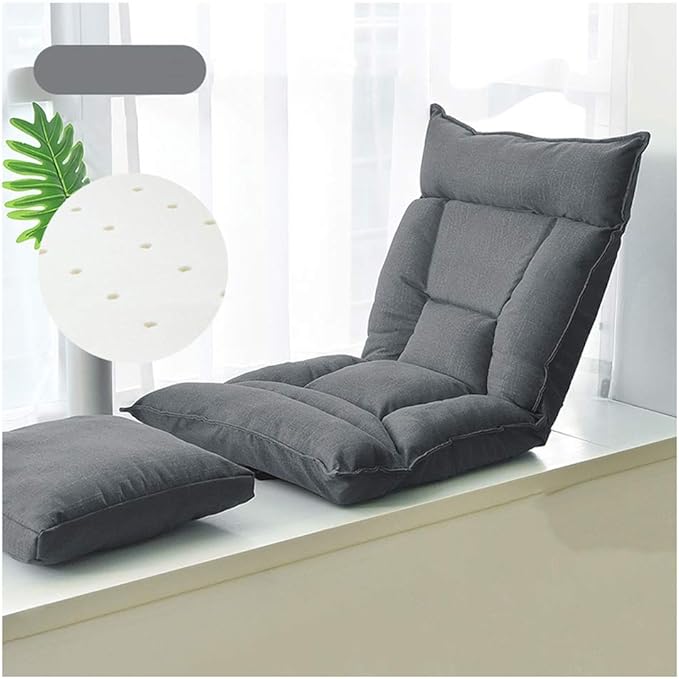 Floor Chair Floor ChairIndividual Folding Meditation Chair Latex Filling Padded Gaming Chair Adjustable Backrest with Removable Foot pad for5 Colour (Color : Gray) Grey
