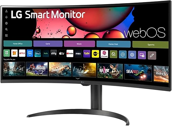 LG 34 Curved UltraWide WQHD(3440x1440) Smart Monitor with HDR10 99% sRGB 100Hz Magic Remote AirPlay 2 &amp Adjustable Stand webOS