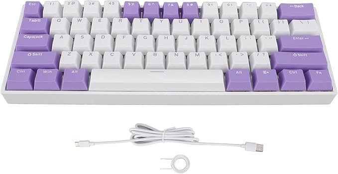 Vikye Mechanical Gaming Keyboard Portable 60% 61 Keys Type C Wired Keyboard with RGB Backlight for Laptop PC Red Switch with Blue Switch