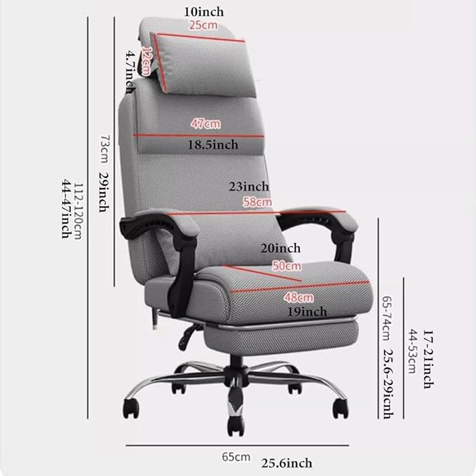 GIZNXBA Computer Chair with Foot Rest Home Office Chair Ergonomic Task Chairs with Arms High Back Mesh Gaming Chair for Adults with Lumbar Support Adjustable Headrest (Color : /Black)