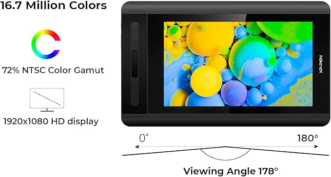 XP-PEN Artist12 11.6 Inch FHD Drawing Monitor Pen Display Graphic Monitor with PN06 Battery-Free Multi-Function Pen Holder and Glove 8192 Pressure Sensitivity