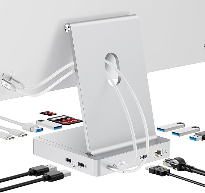 AGEEN 14-Port Upgraded 10Gbps USB Hub for iMac 24 inch 2021/2023/2024 M1/M3/M4 iMac Accessories with 5 USB-A 3.2 2 USB-C 3.2 4K@60Hz HDMI Gigabit Ethernet SD/TF SSD Enclosure(SSD Not Included)
