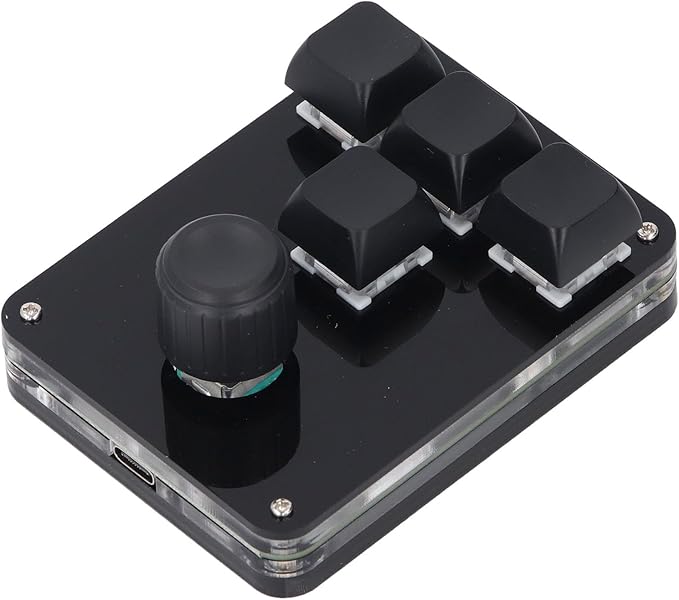 Mini Mechanical Gaming Keyboard USB C 4 Key 1 Knob Keyboard Blue Switch RGB LED Plug and Play for OSU Vista OS X