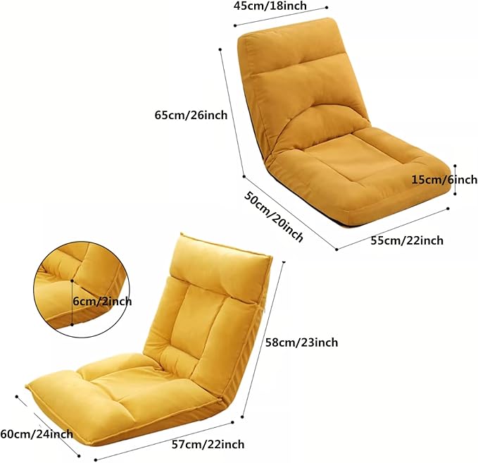 Lazy Sofa ChairModern Accent Chair Lounge Leisure Sofa Chair with 5-Position Adjustable Waist and NeckFolding Floor Chairs Video Gaming Chair for Adults Green-1