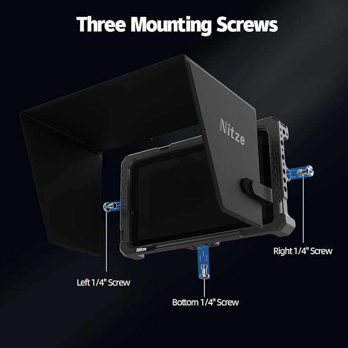 Nitze Cage for PortKeys LH7P / LH7H 7 Monitor with Built-in NATO Rail and PU Leather Sunhood - JT-I03B