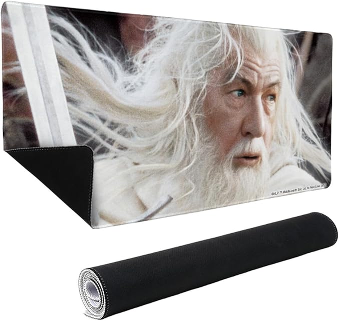 The Lord of The Rings Gandalf The White Character Large Gaming Mouse Pad Desk Mat with Stitched Edges Non-Slip Base for Gamer Home and Office 31.5 x 15.7