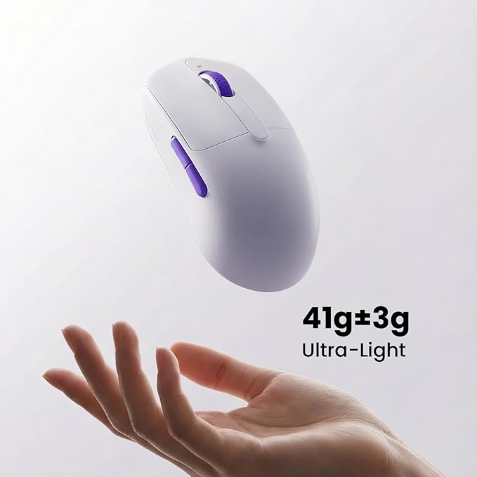Akko Dash Max Wireless Gaming Mouse 8K Polling Rate with PAW3395 Sensor 26000 DPI 41g Ultra Lightweight Akko Custom Optical Switches BT/2.4G/Wired Symmetrical Computer Mouse White