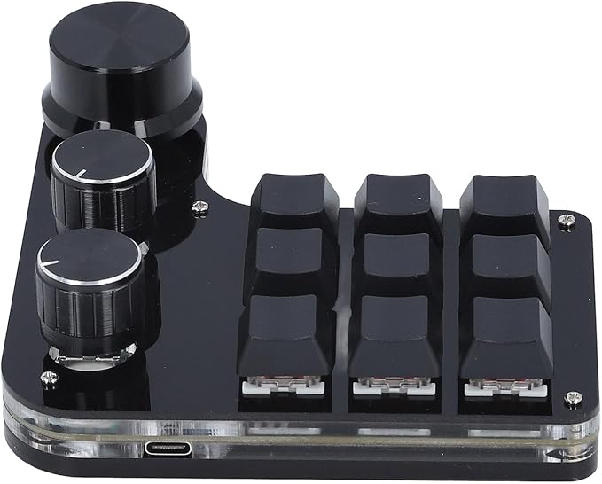 Yosoo USB Mini Macro Mechanical Gaming Keyboard Programmable 9 Keys 3 Knobs Red Switch RGB LED Onboard Storage Wired Keypad