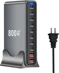 800W USB C Fast Charger Block 10 Ports GaN III USB Chagring Station Dual 140W PD PPS HUB for Multiple Devices Laptop Adapter Compatible with MacBook Pro/Air iPad iPhone Pro Max Galaxy Dell HP