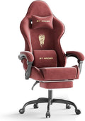 Ferghana Velvet Fabric Gaming Chair High Back Ergonomic Gamer Chair for Adult Comfortable Video Game Chair with Footrest and Massage Lumbar Cushion Racing Reclining Office Computer Desk Chair Red
