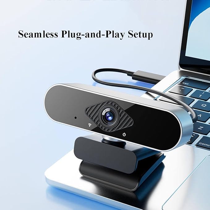 GIZNXBA Webcam for PC with Auto Light Correction Noise-Reducing Wide Field of View Plug &amp Play USB Webcam for Laptop Desktop Streaming(1080p)