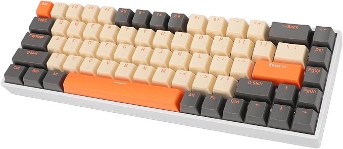 Pongnas 60 Percent Gaming Mechanical Keyboard 68 Key RGB Backlit Type C Wired Keyboard with Red Switch RGB Lighting Effects Ergonomic Design ABS Material Suitable for Home Office