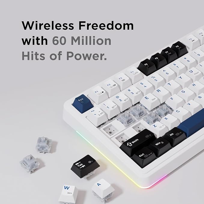 Quell Pro 75% Wireless Mechanical Gaming Keyboard – Hot Swappable Pre-Lubed Switches Creamy Typing Sound Smart Screen &amp Control Knob RGB Backlit PBT Keycaps Compact Keyboard for PC