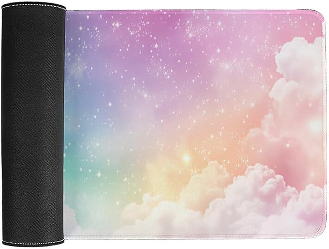 Dreamy Colorful Cloud Mouse Pad Large Desk Mat Extended Keyboard Mouse Pad with Non-Slip Base and Stitched Edge Mouse Mat Desk Pad 30x16 Mouse Pads for Desk Home Office Gaming