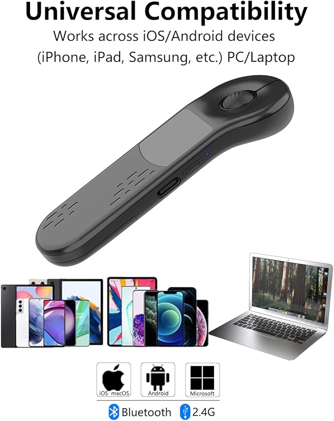 Air Mouse for PC/iOS/Android with Touchpad Rechargeable Wireless Presentation Clicker Bluetooth 2.4G Remote Control for PowerPoint/Keynote/Tiktok/Camera/Kindle Apps (Black)