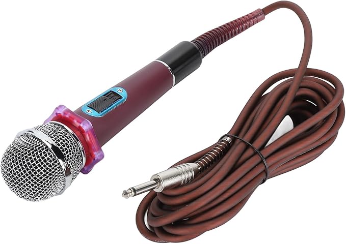 Dynamic Moving Coil Microphone Clear Sound Handheld Zinc Alloy Microphone Toughened Sound Head with Heart Shaped Pickup Design Metal Mesh Structure for Protection