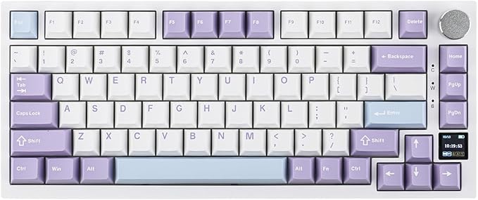 EPOMAKER Ajazz AK820 Pro 75% Wireless Mechanical Keyboard with TFT Smart Display&ampKnob Gasket-Mounted Gaming Keyboard BT/2.4GHz/USB-C Wired (Purple Flying Fish Switch)