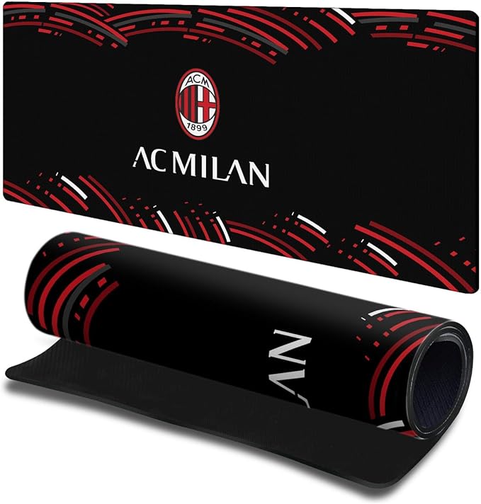 Head Case Designs Officially Licensed AC Milan Curved Crest Logo 23.62 x 11.81 x 0.12 inches (600 x 300 mm) - L Gaming Office Desk PC Keyboard Mouse Mat Pad
