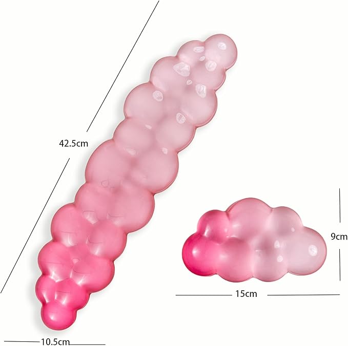 Ergonomic Cloud Silicone Gel Keyboard and Mouse Wrist Rest Set – Clear Wrist Rest for Computer Keyboard 60%/68%/75% Comfort &amp Support for Typing and Gaming (White Pink)