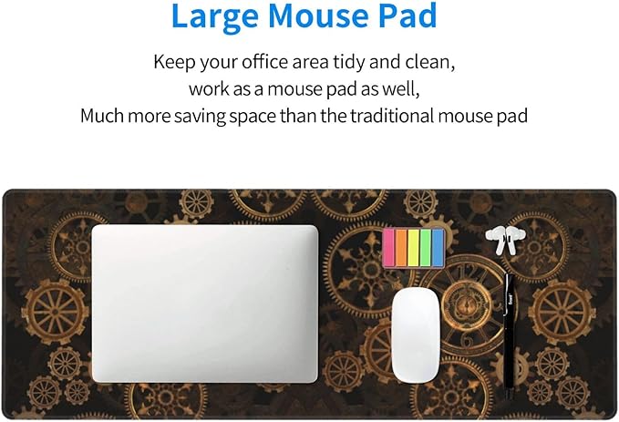 Cool Steampunk-Large Mouse Pad Gaming Mousepad XL 12x31.5 in Desk Pad Large Non-Slip Rubber Base Desk Mats on Top of Desks Mouse Pads for Wireless Mouse Computer Desks Accessories