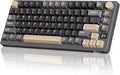 RK ROYAL KLUDGE M75 Wireless Mechanical Keyboard 2.4Ghz/BT5.1/USB-C Gaming Keyboard 75% Layout 81 Keys Gasket Mount with OLED Display &amp Knob RGB Backlight Hot-Swappable Light Switch Grey