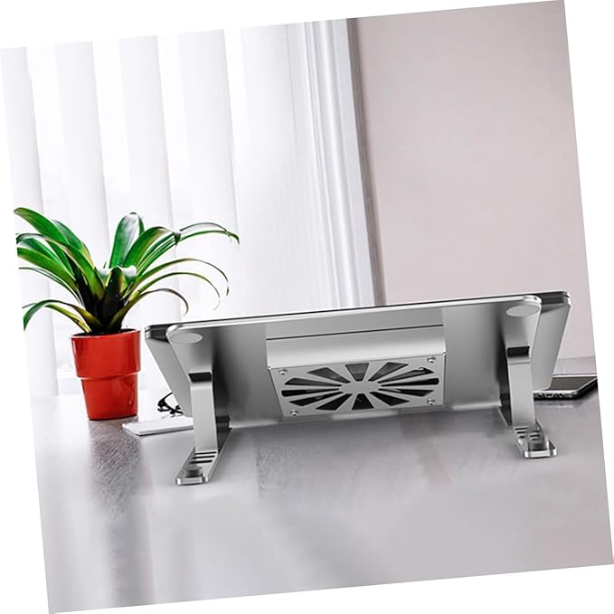 Aluminum Alloy Laptop Cooler with LED Fan Adjustable Height Cooling Pad USB Powered Quiet Ventilated Support Stand for Gaming and Office Laptops Silver