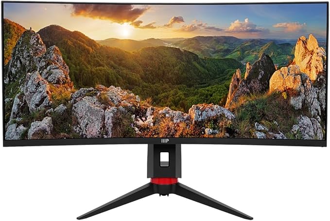 CrystalPro by Monoprice 34 Curved 1000R Ultrawide 1440P Monitor 3440 x 1440P @ 165 Hz 2ms (OD) VA Panel with USB Type‑C PD 65W and Height‑Adjustable Stand for Business &amp Gaming
