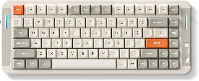 MCHOSE X75 V2 Wireless Mechanical Keyboard Volume Knob Tri-mode BT5.0/2.4GHz/USB-C Hot Swappable Custom Keyboards Linear Switch Creamy keyboardsRGB Gaming Keyboard for PC/Tablet/PS/XboxRetro White