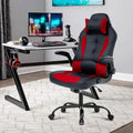 Gaming Chair Racing Ergonomic Racing Chair High Back PC Computer Gaming Chairs with Headrest Lumbar Support &amp Flip-up Arms PU Leather Adjustable Height Swivel Red
