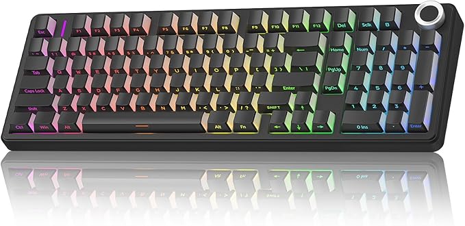 AULA F99 Pro Wireless Mechanical Keyboard-Silent VersionBT5.0/2.4GHz/USB-C Hot Swappable Custom KeyboardGasket StructurePre-lubed Linear Switches RGB Backlit Computer Gaming KeyboardsBlack