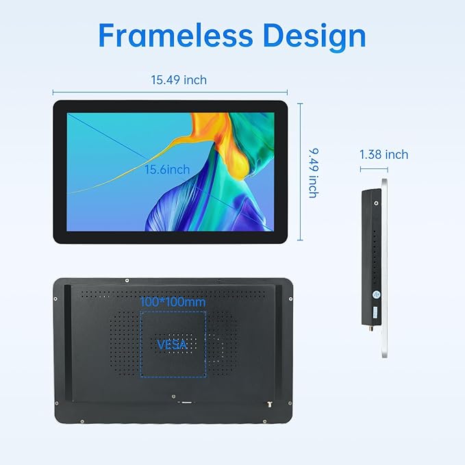 15.6-inch POS Touchscreen Monitor with Stand16:9 Display 1920 x 1080PBuilt-in SpeakersHD-MIVGAUSB PortsSuitable for Restaurant RetailBar &amp Small Business