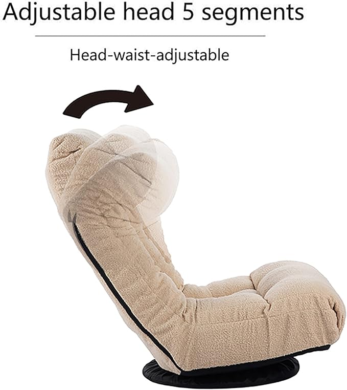 360-degree Swivel Gaming Chair Folding Floor Chair with Adjustable Backrest Cushion Padded Indoor Chaise Lounge with Stool Lazy Sofa Couch Rocker Gaming Chair for Teens and Adults