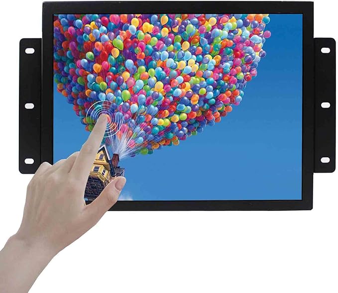 VSDISPLAY 12.1 Inch 10 Points Touch Screen Industrial LCD Monitor 1024x768 4:3 Aspect Ratio Display with Wall Mounting BracketsSupports VGA DVI Input