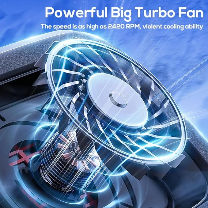 Gaming Laptop Cooler Turbo Fan Stand Compressed Air-Cooling Pad for Notebook 14-18” Advanced Seal Foam Heat Dissipation with RGB Lighting 7-Level Adjustment Dust Protection - Conquer Lag Stay Cool