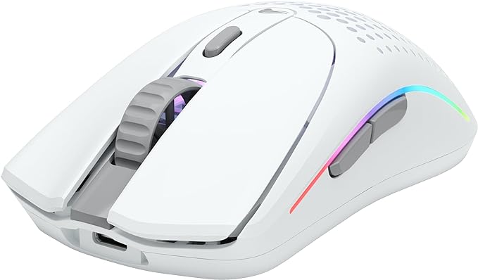 Glorious Gaming Model O 2 Wireless Gaming Mouse - Hybrid 2.4GHz &amp Bluetooth Wireless 68g Superlight Long Battery Life 26k BAMF 2.0 Sensor RGB Ambidextrous 6 Buttons PTFE Feet - White