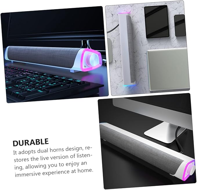 Mikikit Household Dual Speaker Sound Bar Wired Computer and Tablet Compact Design for Desktop Use Enhanced Stereo